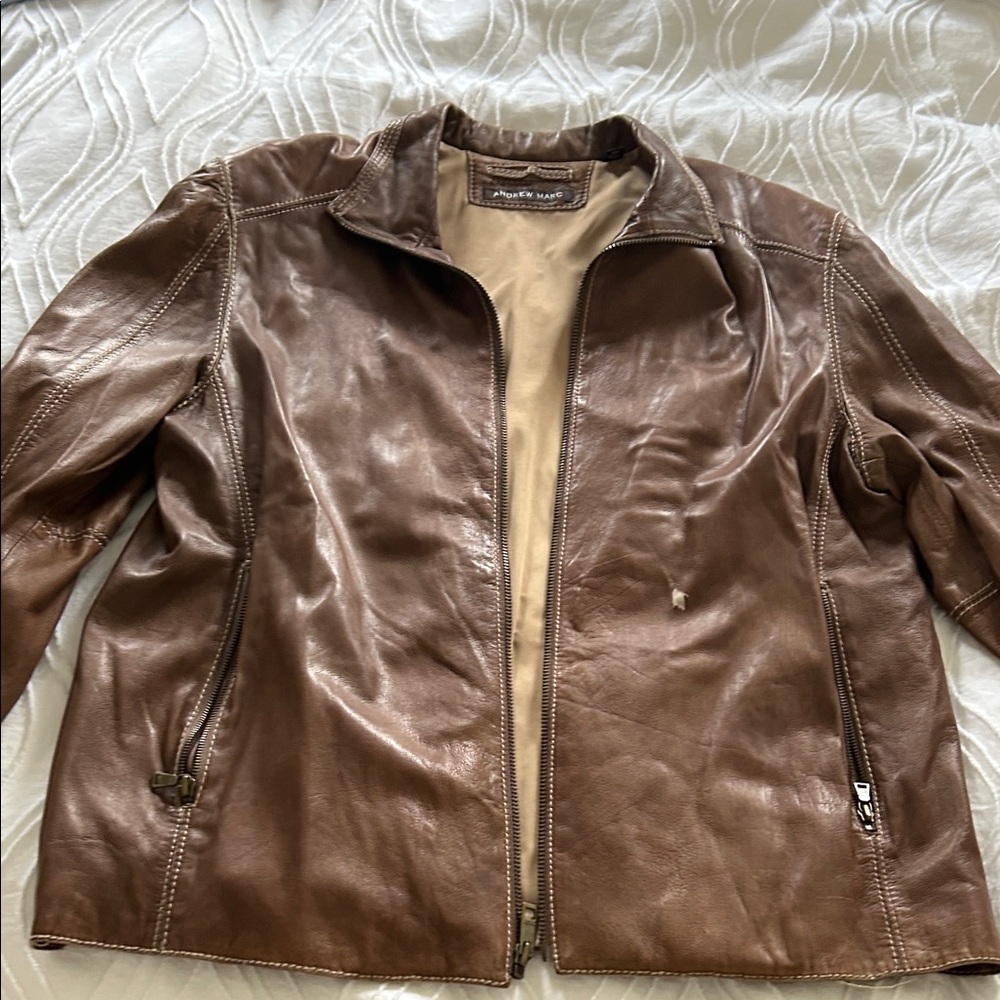 Men’s Andrew Marc Brown 100% Leather Jacket
